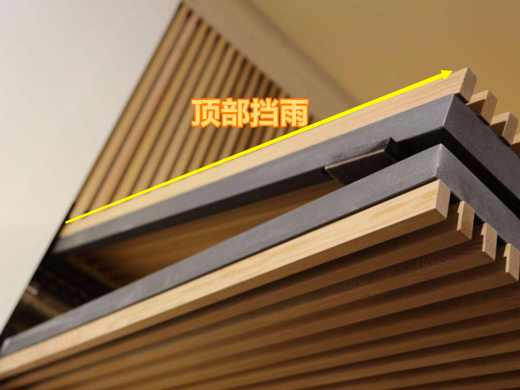 入户改成整面玻璃门,外面加一层木格栅,防晒又挡视线,太机智了