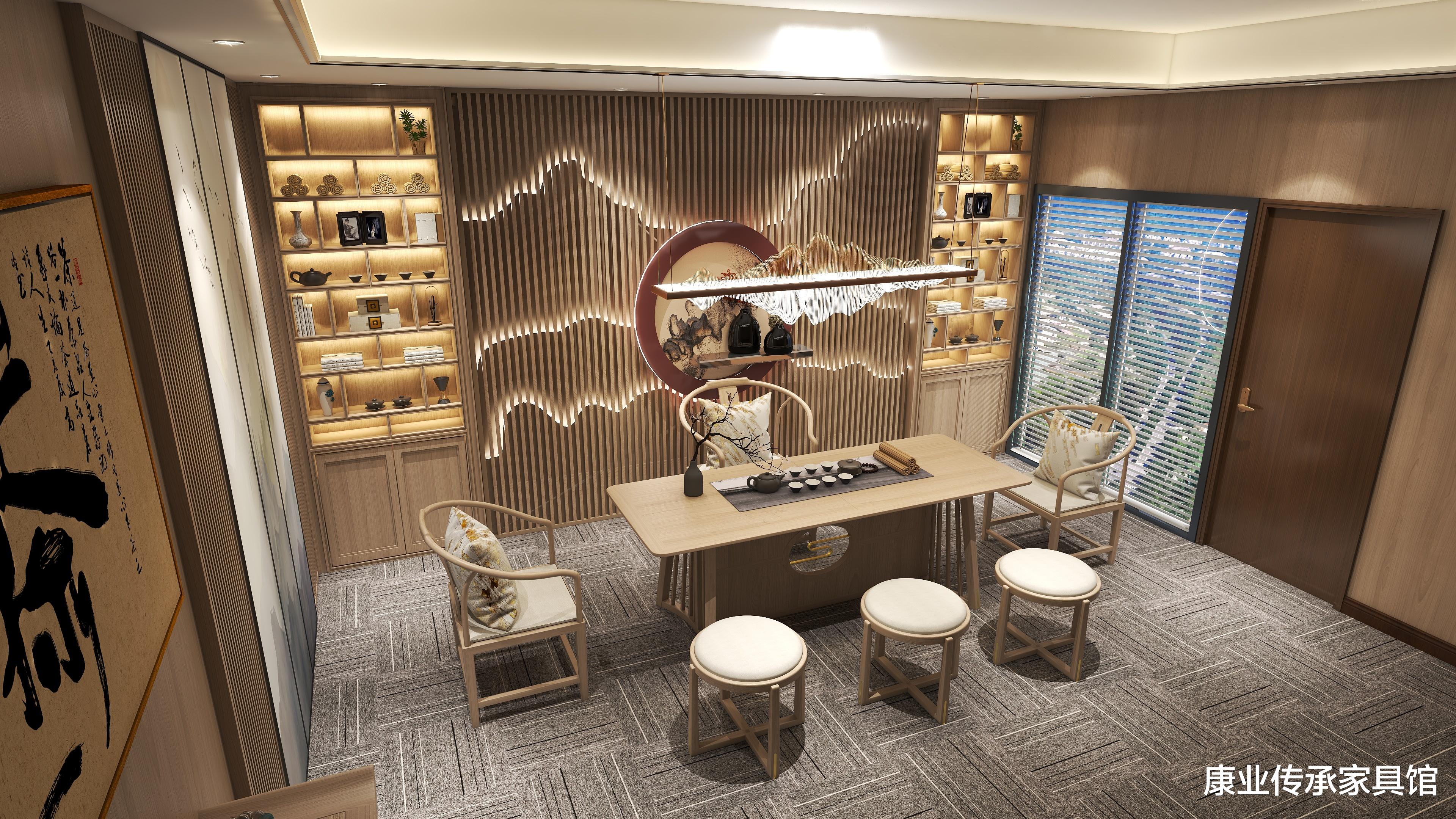 把中式艺术融入新中式茶室,坐拥山河湖景,笑谈云卷风舒
