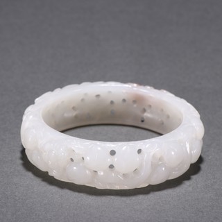 |旧藏 和田玉镂空雕福寿纹手镯