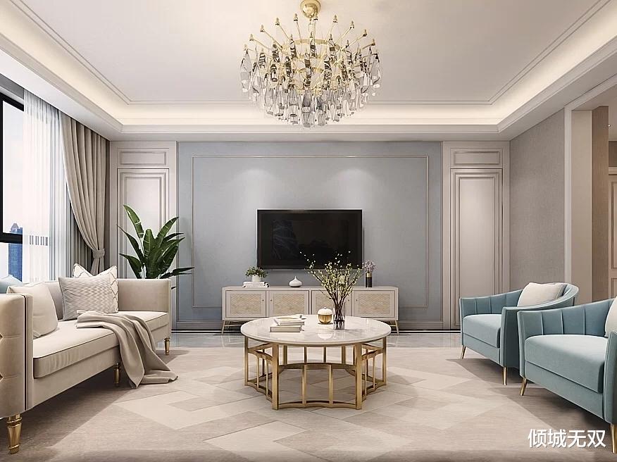 淡蓝色系的现代简欧,这个调调找到了!