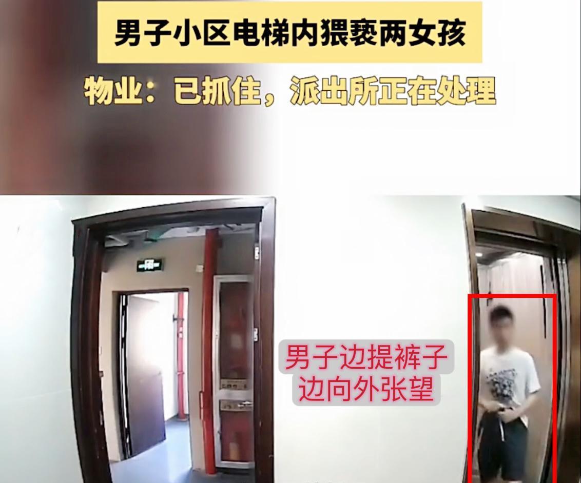 男子电梯内粗暴猥亵两女孩,提裤子画面被拍,女孩家长霸气应对
