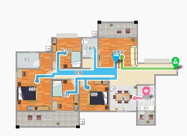 132平现代风遇上澄净温柔的藕粉，每个区域都散发着灼眼的浪漫