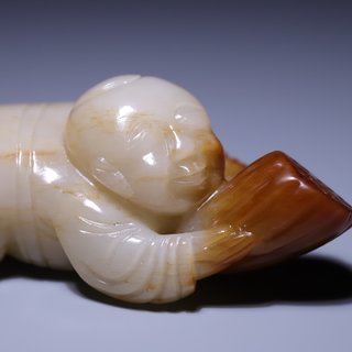 蜜蜡|和田玉童子抱莲