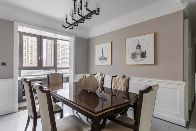 180平美式四居室,电视墙用大理石简约而不简单很高级