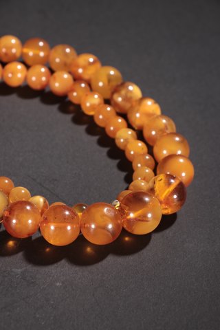 老蜜蜡|旧藏-天然老蜜蜡圆珠项链