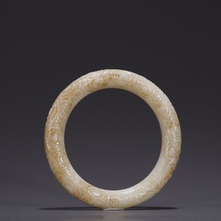 玉雕|旧藏·老和田玉雕祥云纹手镯