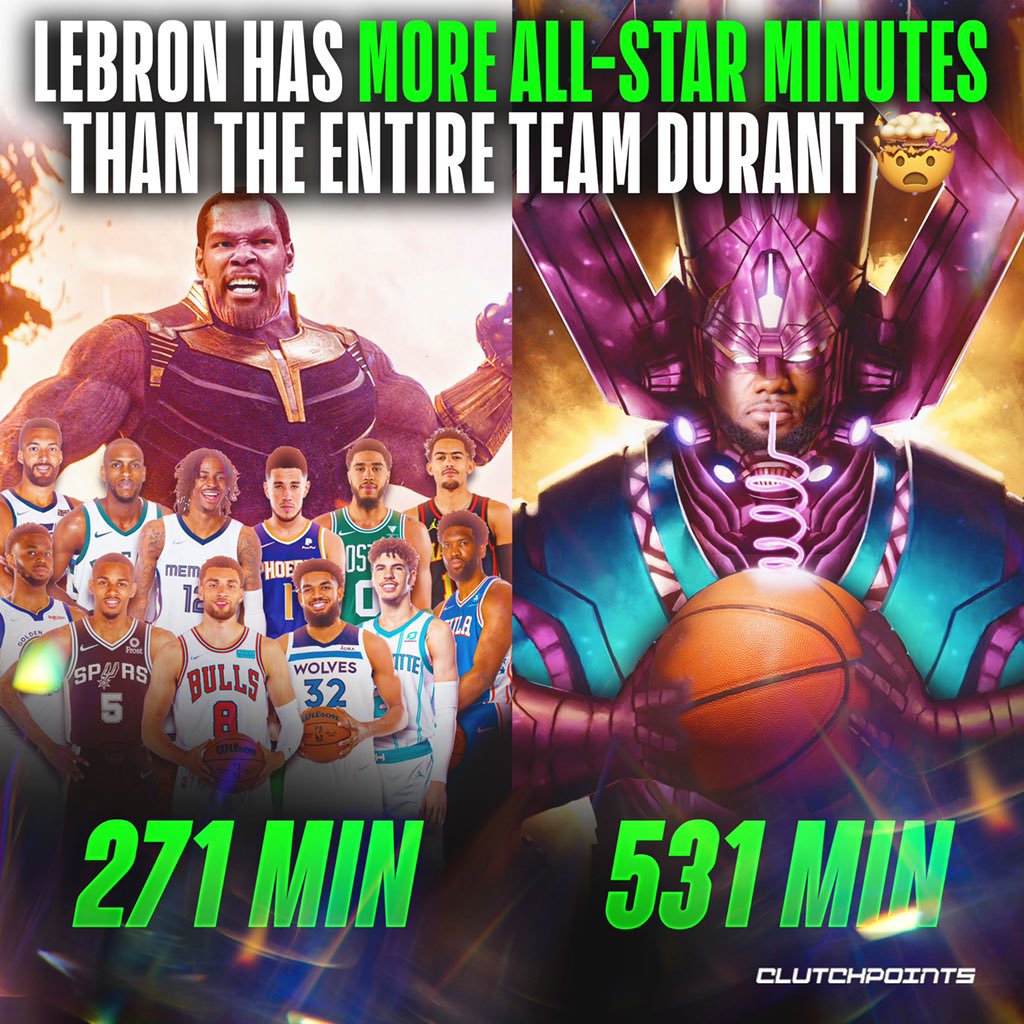 勒布朗·詹姆斯|531分钟超杜兰特全队！名嘴：詹姆斯全明星MVP，只攻不防能砍40分