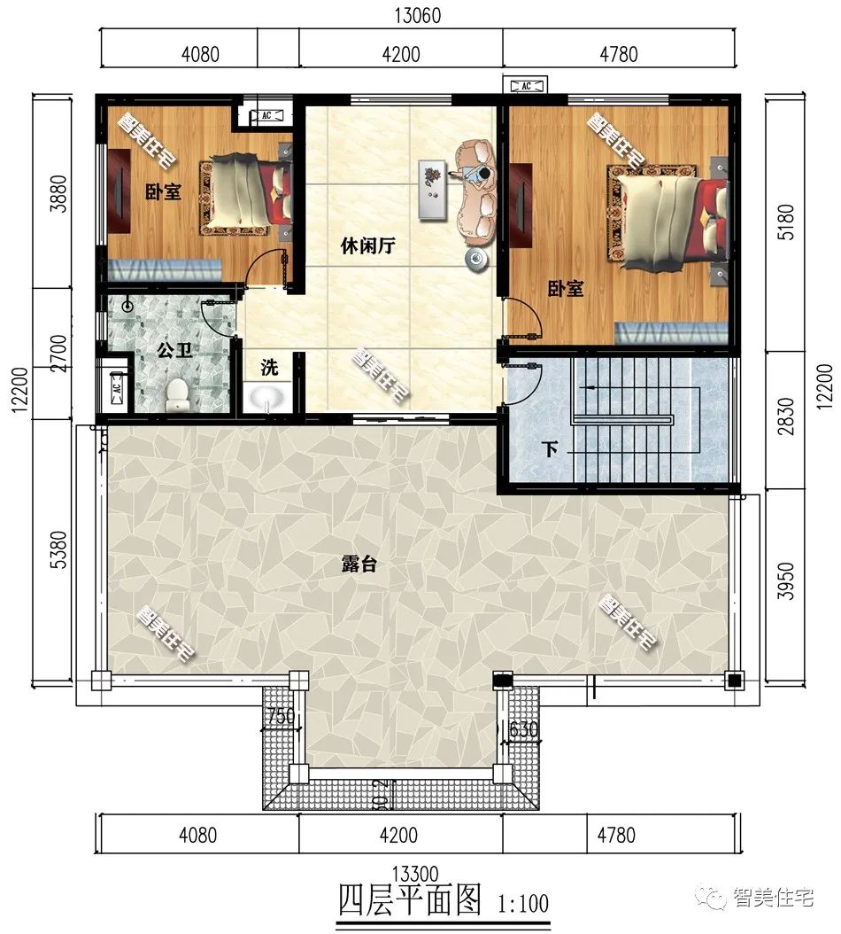 这栋别墅有13个卧室,室内空间还是很宽敞,造型简单不张扬