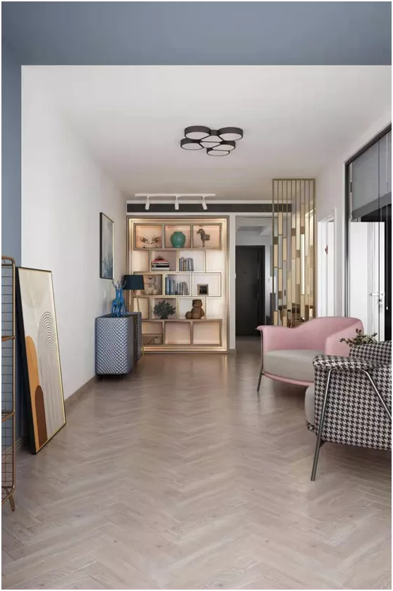 65㎡小户型，客厅、卧室舍弃墙体做隔断，房间通透又高级