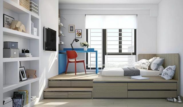 现在居然流行这样的地台床?前卫又时尚,榻榻米有些落伍啦