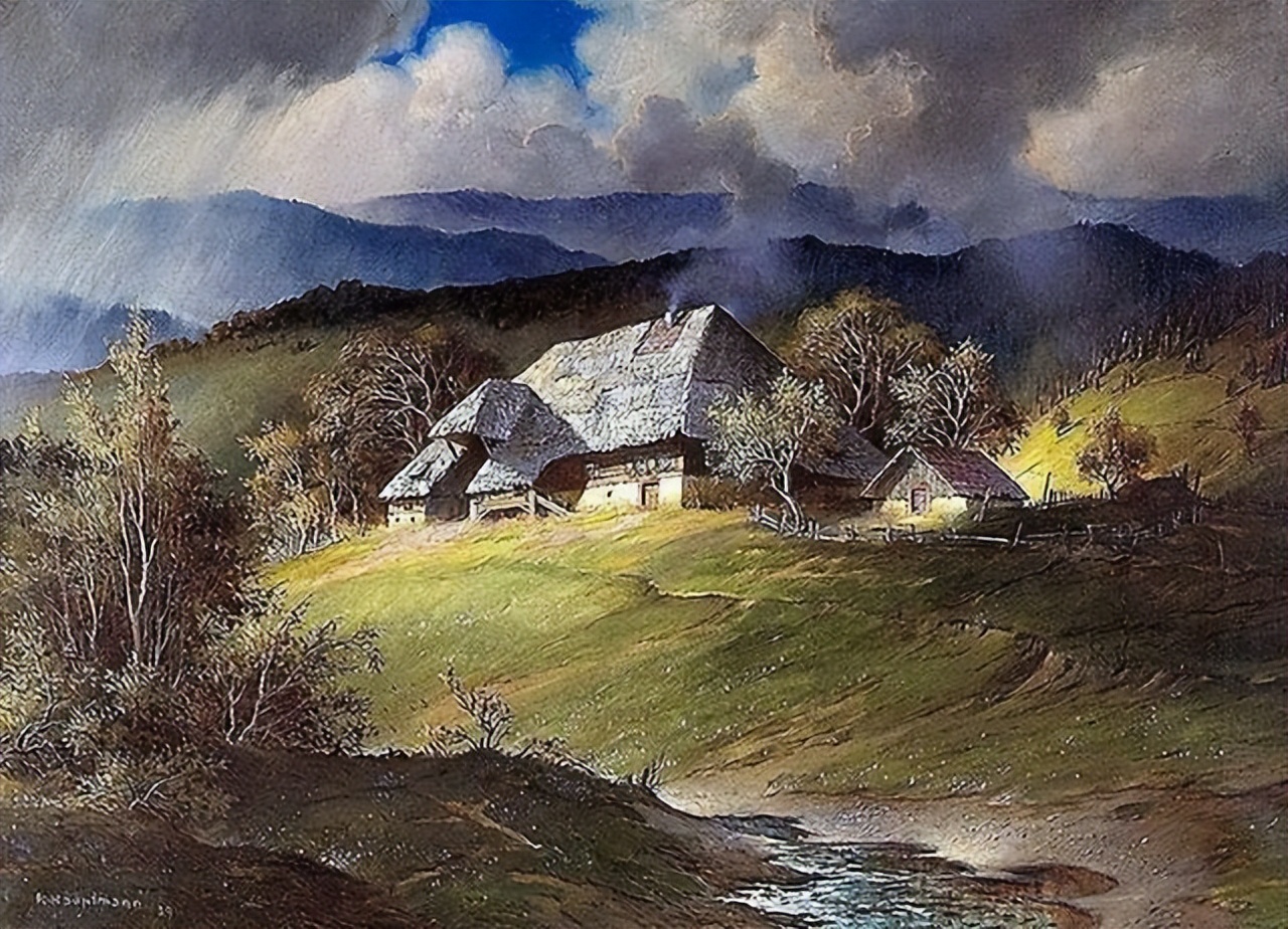 美丽|高山风景,用画笔见证美丽的雪景︱卡尔·豪普特曼