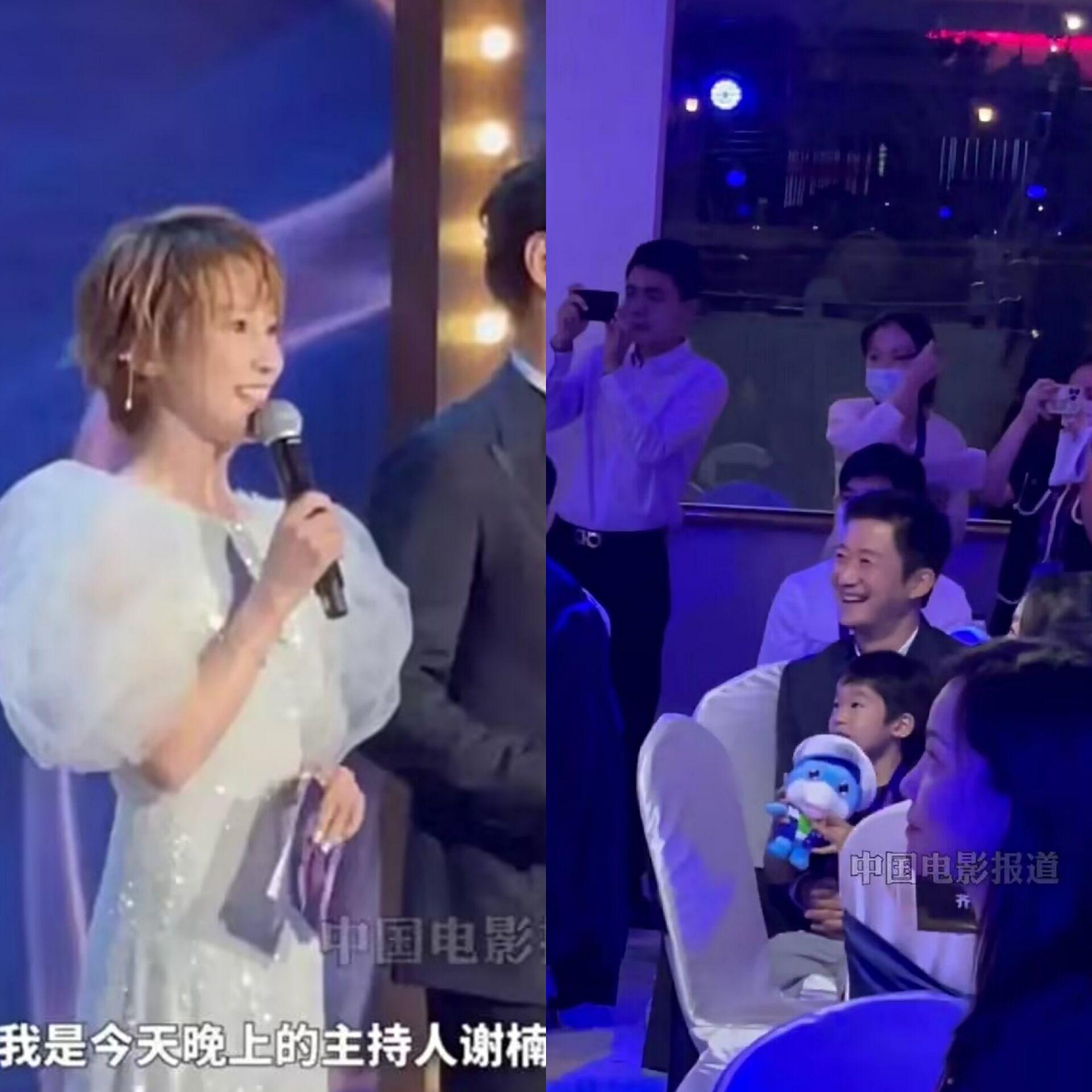 谢楠|吴京携家人外出聚餐,谢楠一人拖俩娃,3岁吴虑与7岁吴滺一般高