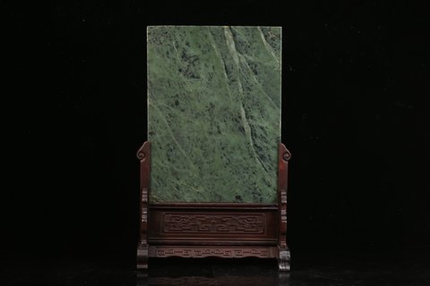 |旧藏  和田碧玉“太狮少狮”插屏