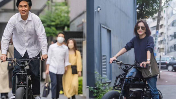 梁朝伟|刘嘉玲夫妇曝骑行照！梁朝伟站立骑车意气风发，白发变黑少年感足