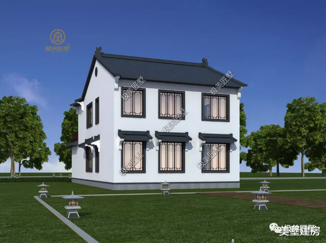 带小院的中式设计，这样建经典不过时，人见人夸！