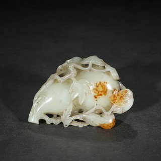 笔洗|清代：【和田玉福禄童子笔洗】