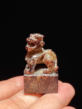 和田玉籽料|汉 和田玉籽料沁色 辟邪钮印 兽钮 玉印 印章