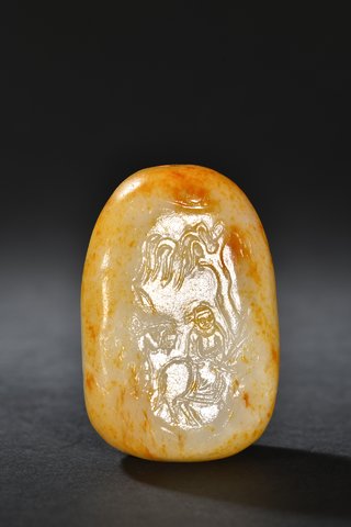 和田玉籽料|和田玉籽料原石雕走马上任把件