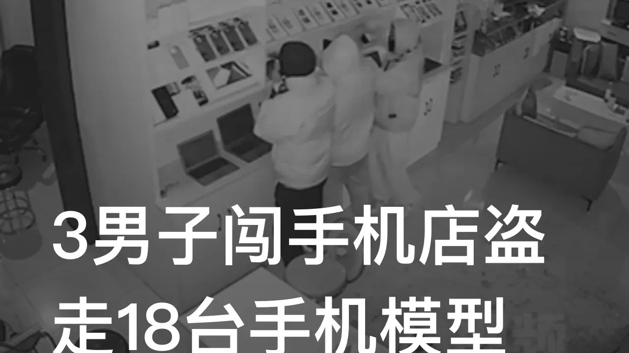 浙江杭州，三名小伙盗走手机店18台模型机，网友：智商感人