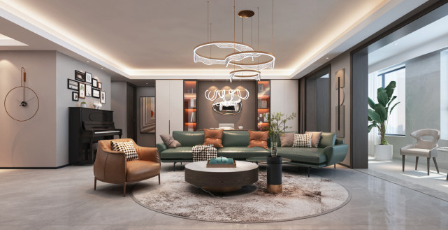 190㎡现代轻奢,多样的色彩使室内空间增加更多活力趣味