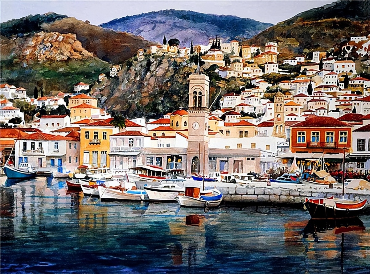 乌兰|梦幻爱琴海 水彩画中的唯美希腊