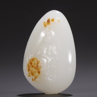 文殊菩萨|旧藏·和田玉籽料文殊菩萨原石雕