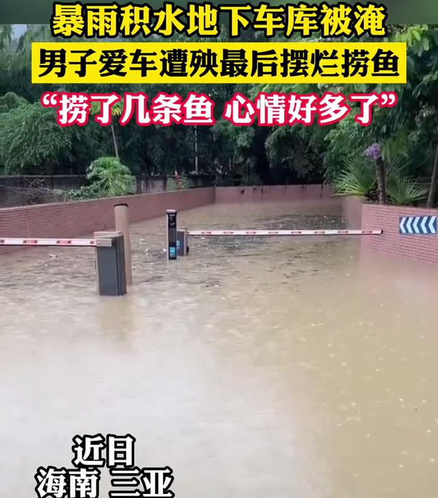 海南一地库积水,男子爱车被淹却捞回几十条鱼,男子:心情好多了
