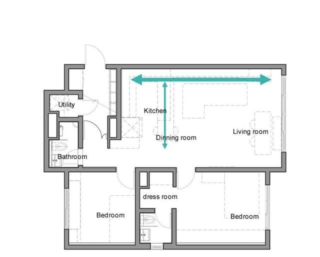 看了102㎡的家,才明白设计多重要!客餐厅全开放,横厅布局真爽