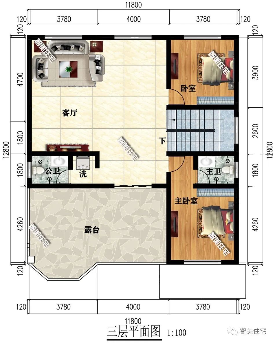 开间尺寸11.8米,带八角窗设计的小洋房,它就是一栋完美住宅