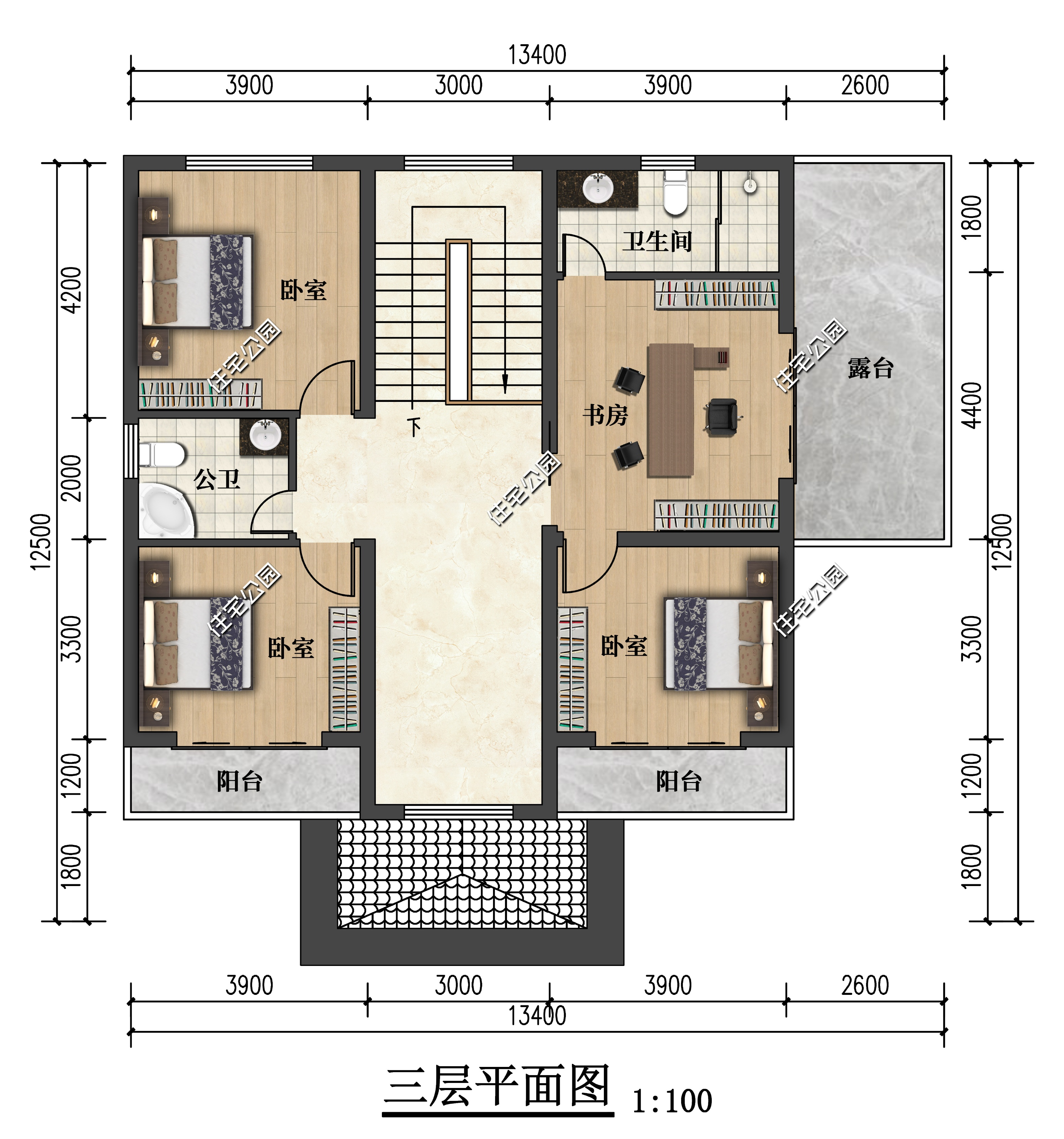 13×12米三层简欧,6.9米大客厅+40平豪华娱乐室,实用又大气