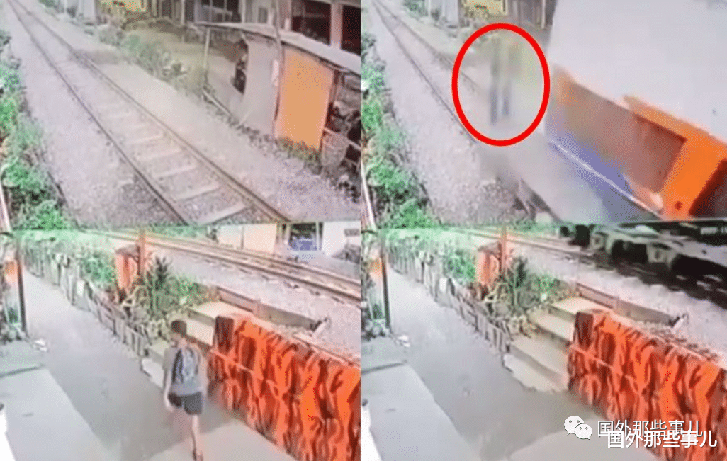 中学生抄近路穿铁轨,才2秒火车撞上将其辗毙,监控拍下当时画面