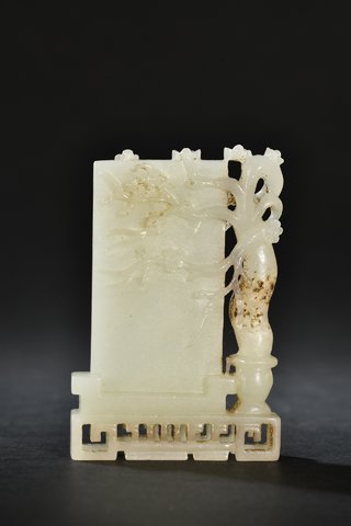 梅花|清 和田玉梅花纹屏风摆件