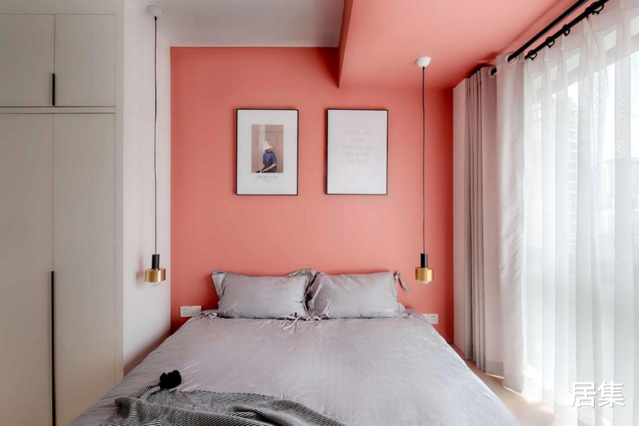 珊瑚红打造的一居室,实现50㎡两居室大变身,享受纯粹的活力