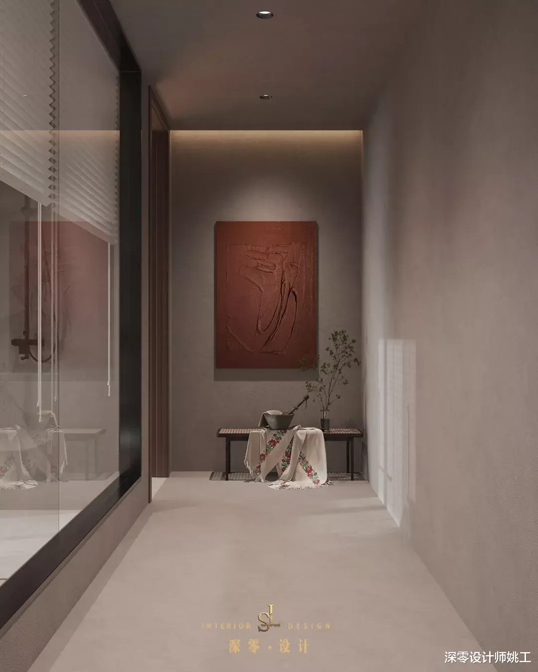 看这套190㎡侘寂风复式,木质地板+水泥灰,营造出优雅高级的环境