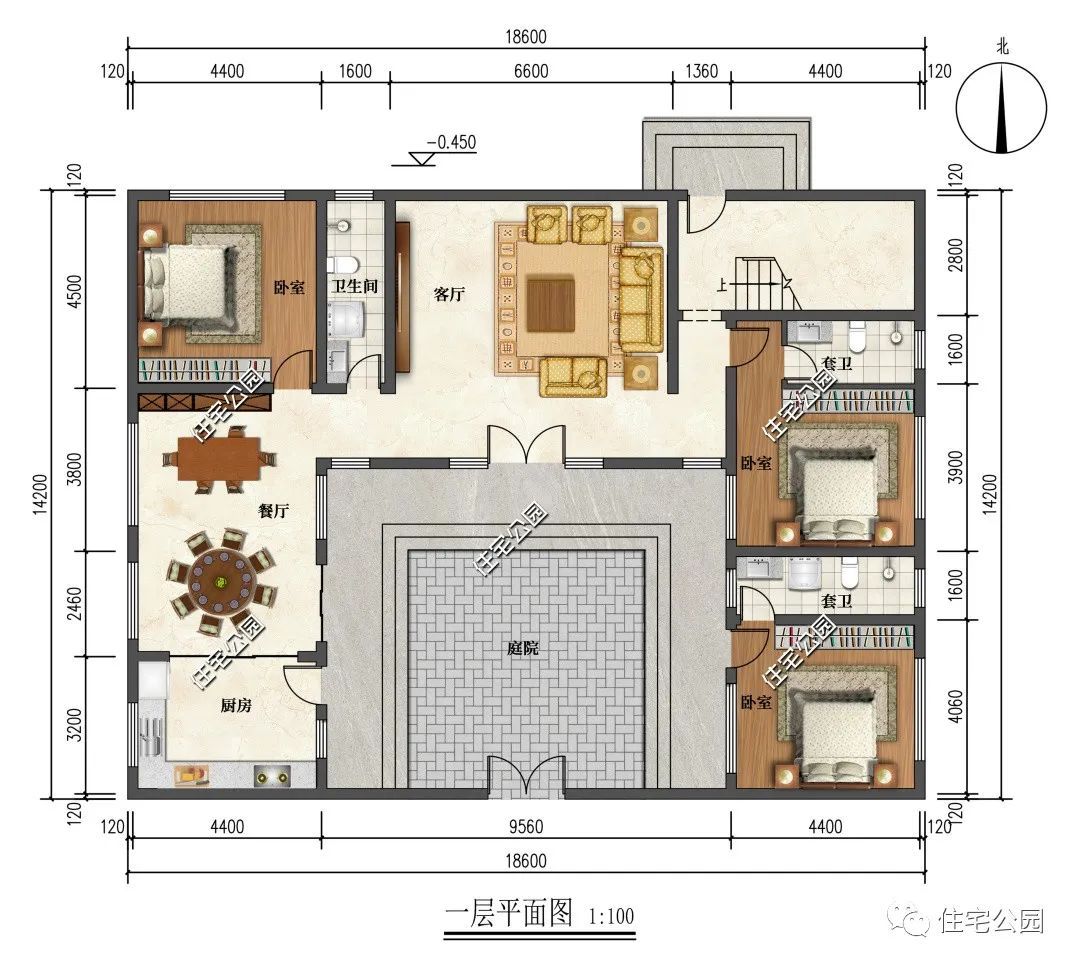 客厅|18×14米二层新中式三合院，可自住亦可作民宿
