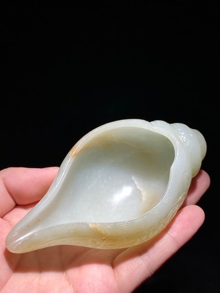 沉香|清嘉庆 和田玉籽料 白玉 御赞五佛 白玉海螺 佛像法螺洗