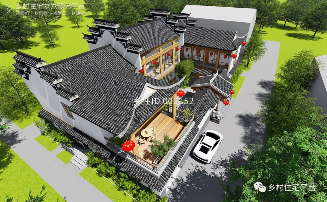 乡住免费图纸建筑面积584㎡ 面宽25m进深15m江西吉安二层徽派别墅