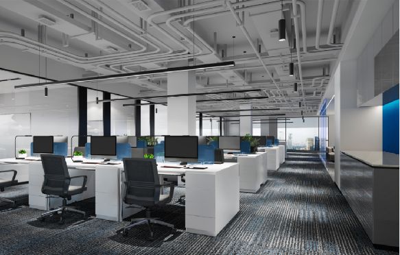 裁员|狸办公案例精选：鸿旗集团办公室，沉稳蓝与质感黑碰撞的金属质感