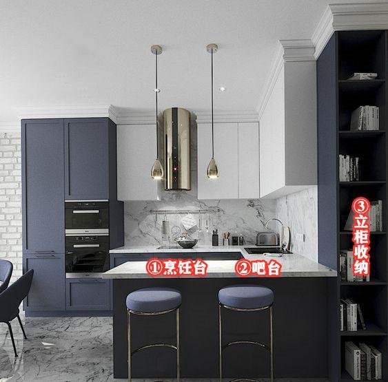 再装厨房都学学,开放式带吧台,侧面打20公分宽立柜,多2收纳地