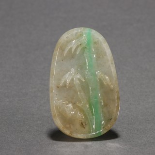 翡翠|清代 老翡翠松鹤延年纹牌