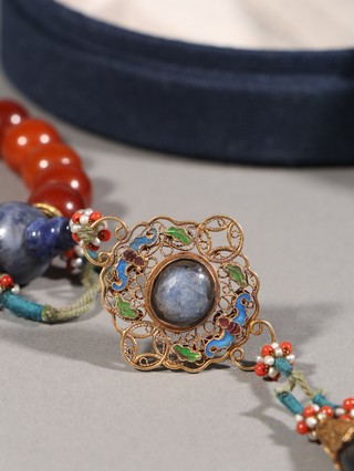 蜜蜡|清 蜜蜡十八子手持。