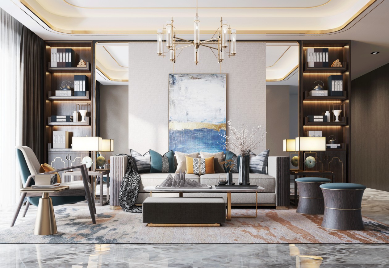 新中式客厅设计效果图!35款新中式客厅设计,有喜欢的吗?拿走!