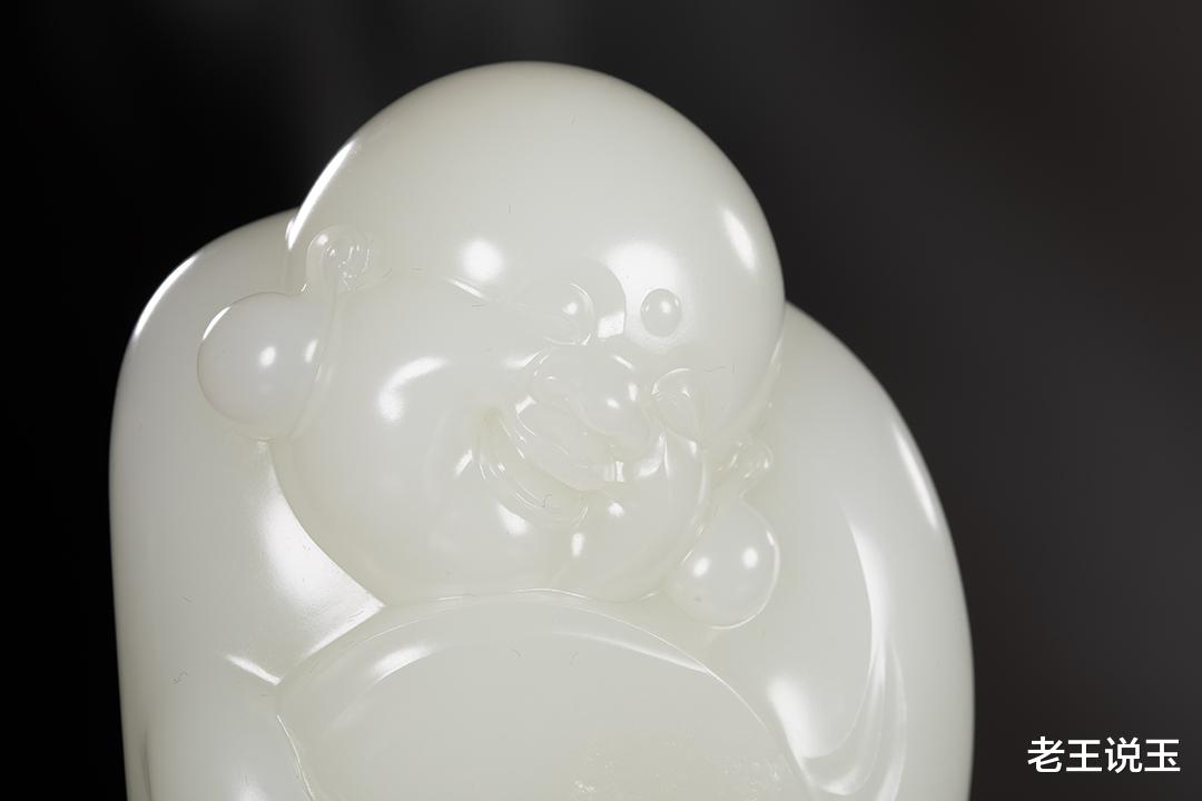 和田玉籽料|葛洪玉雕：和田玉籽料羊脂白玉弥勒佛摆件