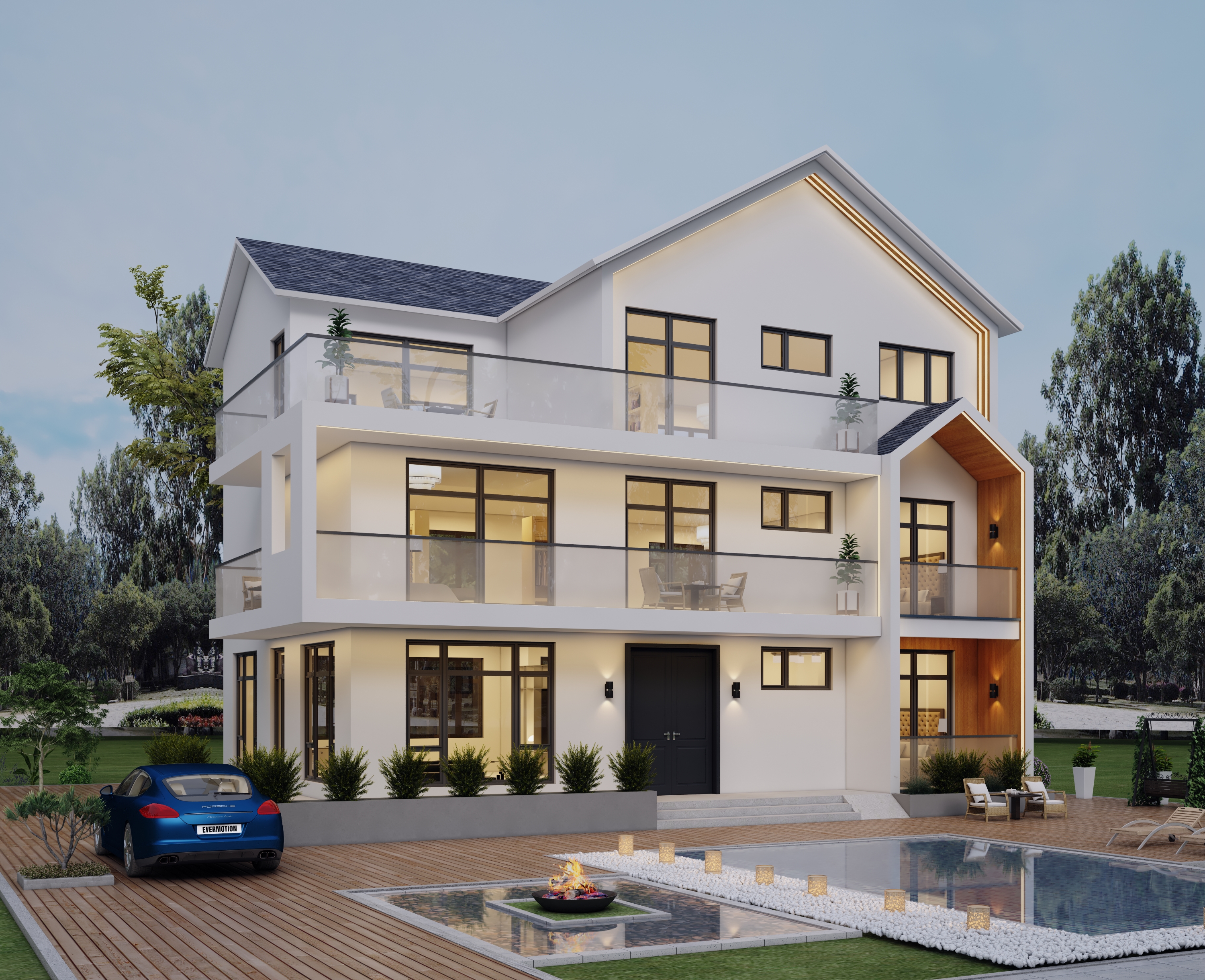 现代风三层民宿设计,170平大占地做宽敞九卧