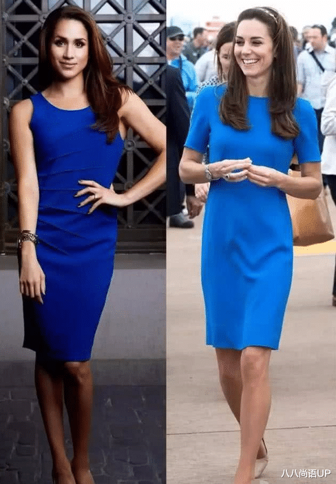 凯特参观博物馆，蓝色风衣内搭碎花裙气场十足，还尽显80后高级美