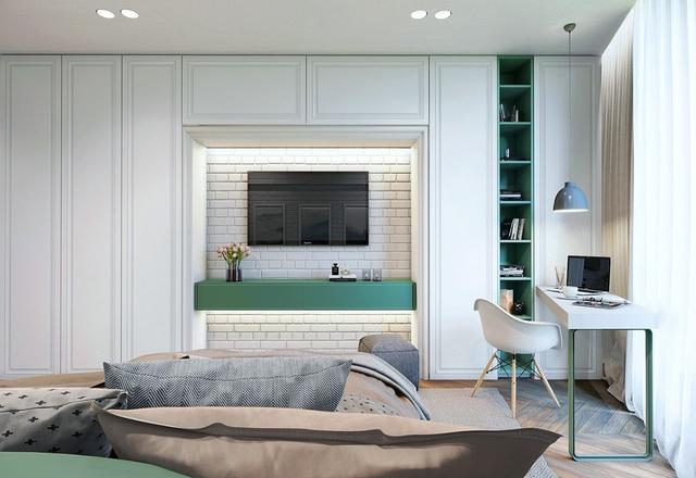 现代风格大户型设计，装修设计大气清新，薄荷绿装修色调超好看