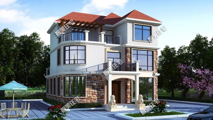 一栋两层半田园风格别墅，厨房单独建，这栋房子百年后也不过时