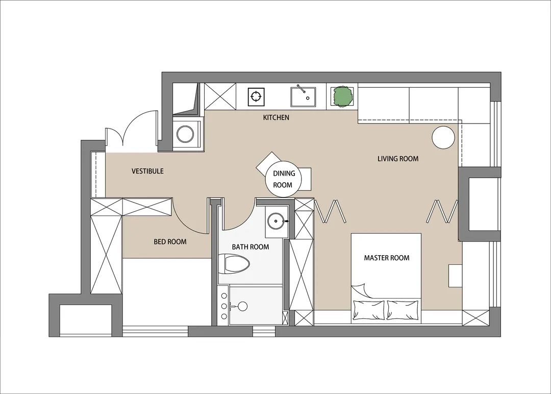 二手房改造 | 45㎡奶油色小两居,圈粉了!