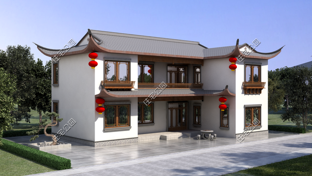 17×14米布局合理的二层苏式小院,主卧均朝南设计