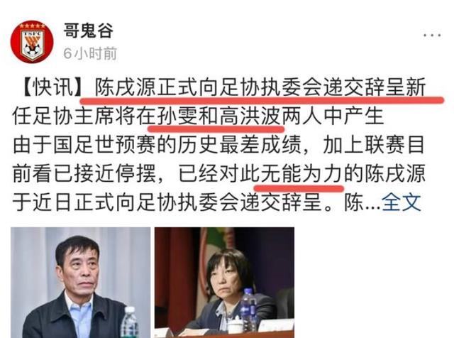 陈戌源|体育总局清算国足！曝陈戌源已提出辞职申请，新足协主席浮出水面